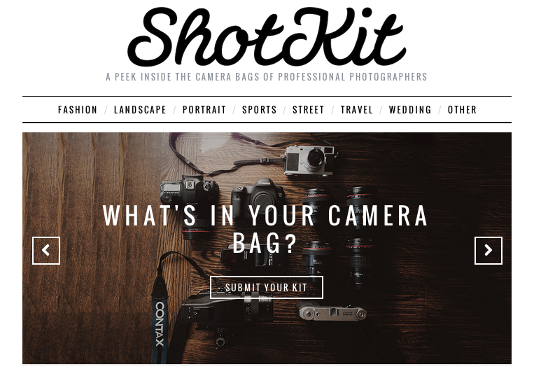 ShotKit.com : ce que contiennent les sacs des photographes célèbres