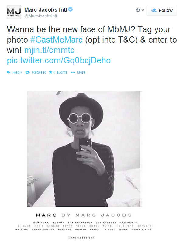 Marc Jacobs cherche sa nouvelle égérie sur Twitter !